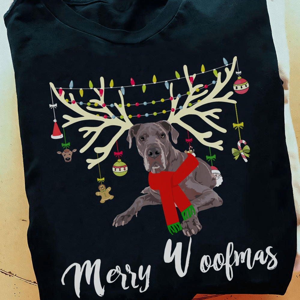 Christmas Dog Lover Gift Shirt, Merry Woofmas Great Dane Reindeer Christmas Dog Lover Gift Shirt, Merry Woofmas Great Dane Reindeer