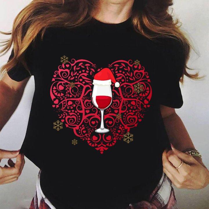 Christmas Glass Of Red Wine Heart Shirt Christmas Glass Of Red Wine Heart Shirt