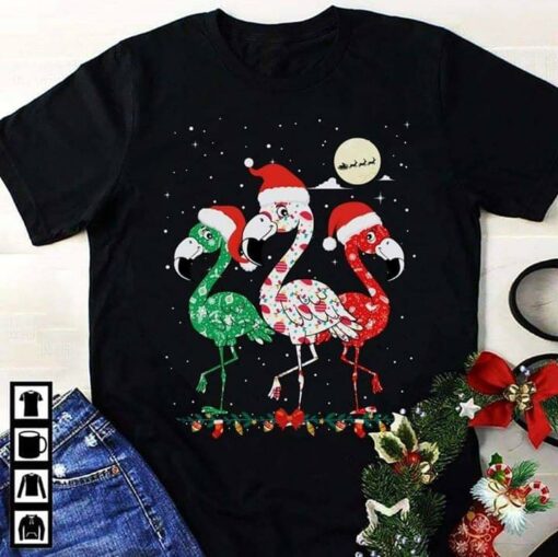 Christmas Santa Claus Flamingo Xmas Snow Shirt