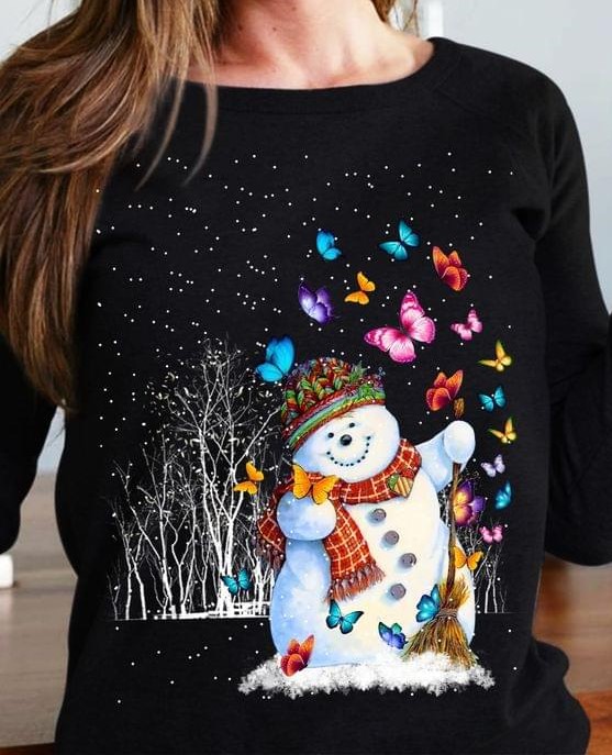 Christmas Snowman Butterflies Shirt Christmas Snowman Butterflies Shirt