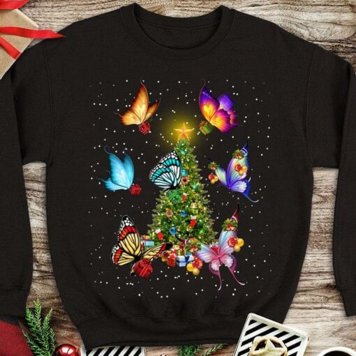 Christmas Tree Butterflies Snow Shirt