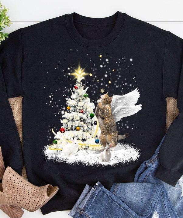 Christmas Tree Snow Cat Angel Shirt Christmas Tree Snow Cat Angel Shirt