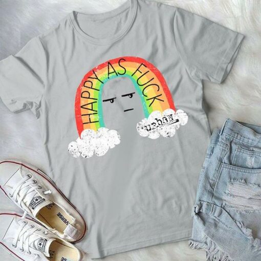 Cloud Colorful Rainbow And Emoji Shirt