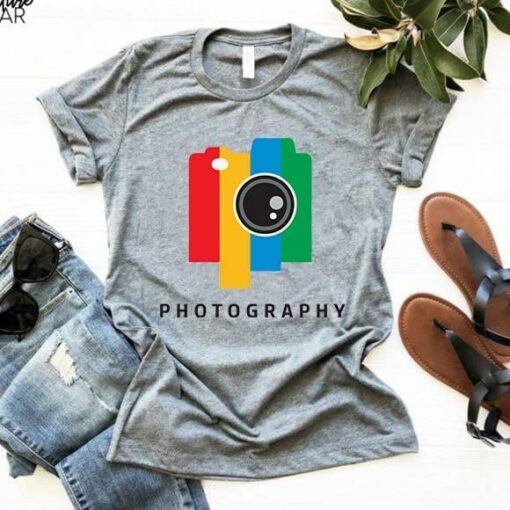 Colorful Background And Camera Photography Shirt