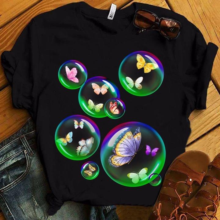 Colorful Butterflies Water Bubbles Shirt Colorful Butterflies Water Bubbles Shirt