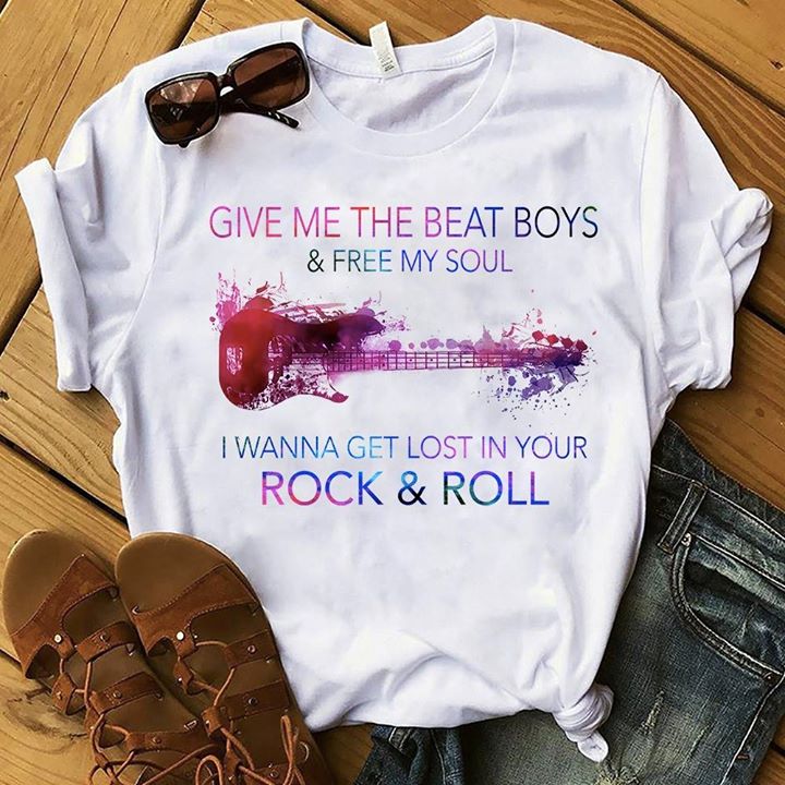 Colorful Electric Guitar Give Me The Beat Boys & Free My Soul Shirt Colorful Electric Guitar Give Me The Beat Boys & Free My Soul Shirt