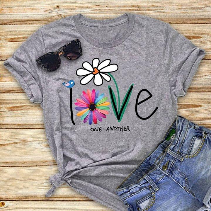 Colorful Flower And Bird Love One Another Shirt Colorful Flower And Bird Love One Another Shirt