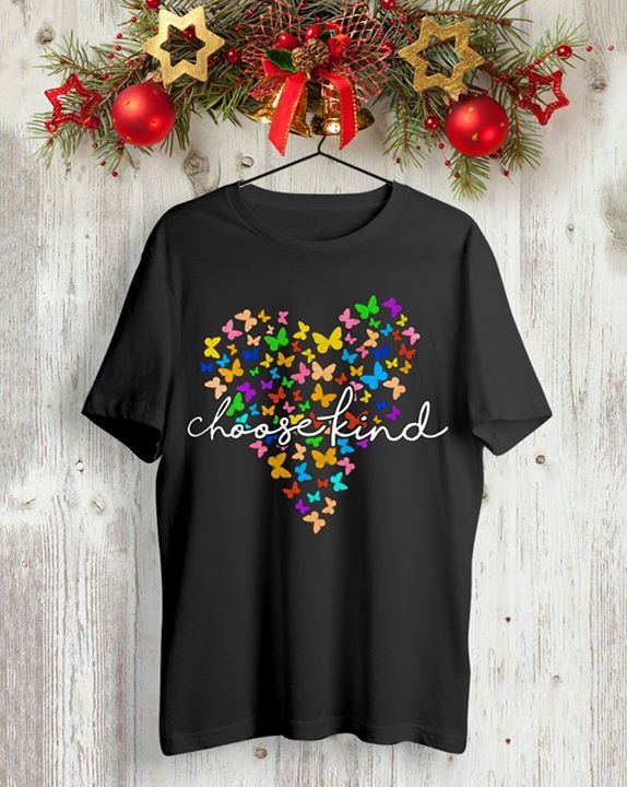 Colorful Mini Butterflies Heart Shaped Choose Kind Shirt Colorful Mini Butterflies Heart Shaped Choose Kind Shirt