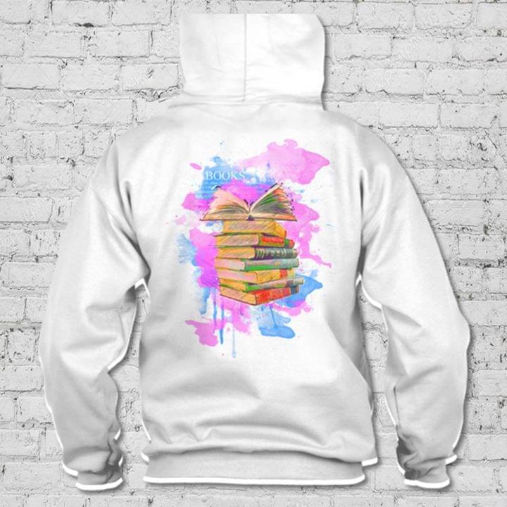 Colorful Painting Art Style Book Lover Hoodie (Back Side) Colorful Painting Art Style Book Lover Hoodie (Back Side)