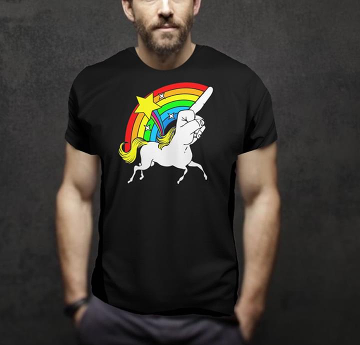 Colorful Rainbow Yellow Star Fuck Horse Unicorn Running Shirt Colorful Rainbow Yellow Star Fuck Horse Unicorn Running Shirt