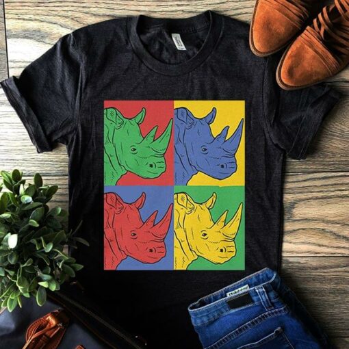 Colorful Rhino Puzzle Style Shirt