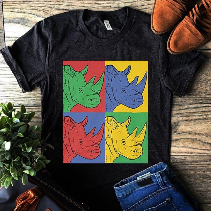 Colorful Rhino Puzzle Style Shirt Colorful Rhino Puzzle Style Shirt