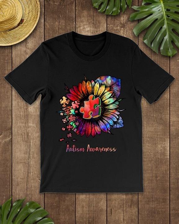 Colorful Sunflower Puzzle Autism Awareness Shirt Colorful Sunflower Puzzle Autism Awareness Shirt