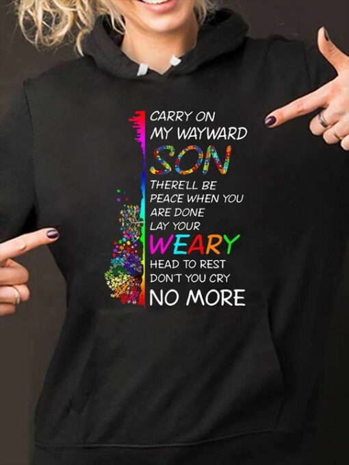 Colorful Trees And Sound Waves Carry On My Wayward Son Shirt