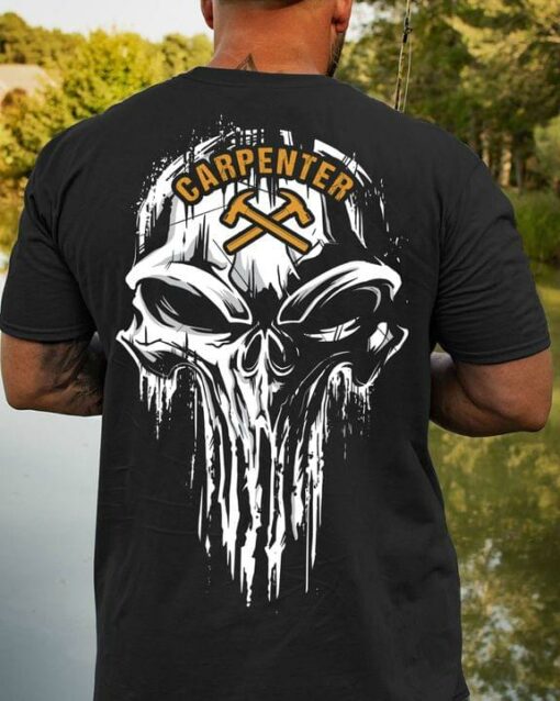 Cool Skull Carpenter Love Job Shirt (Back Side)
