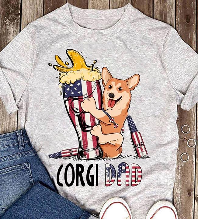Corgi Dad And American Beer Shirt Corgi Dad And American Beer Shirt