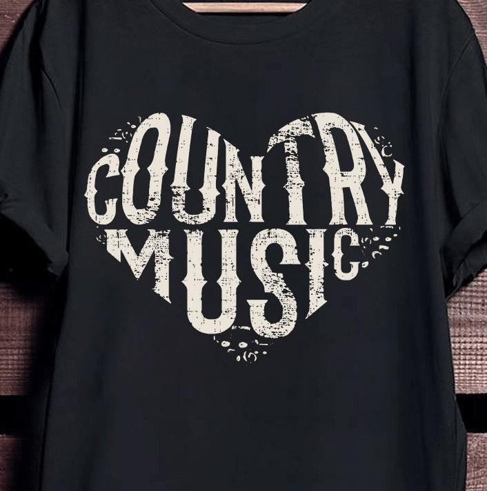 Country Music Lover T-Shirt with Heart Design – Western Music Tee Country Music Lover T-Shirt with Heart Design – Western Music Tee