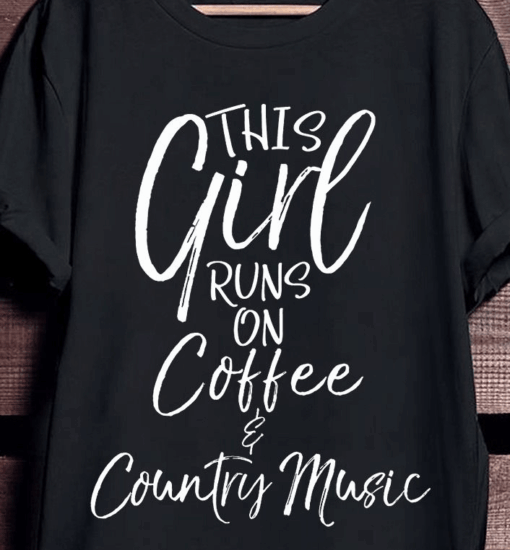 Country Music and Coffee Lover Girl T-Shirt – Cute Western Tee