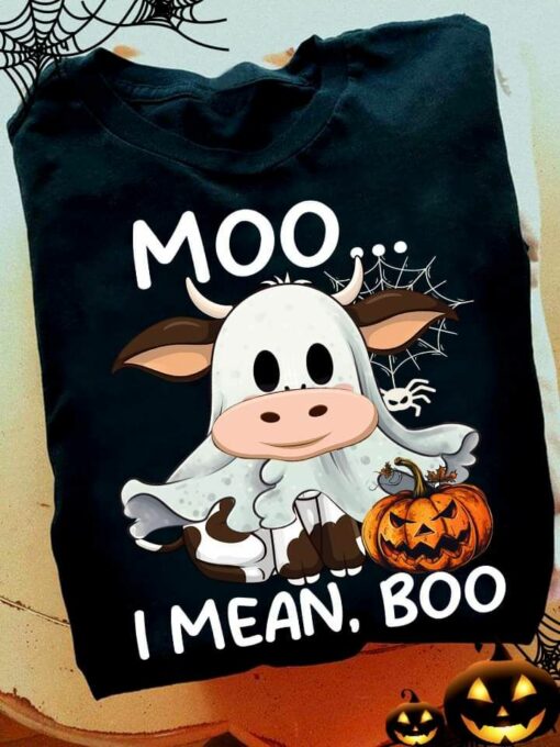 Cow Ghost Halloween Shirt, Moo I Mean Boo