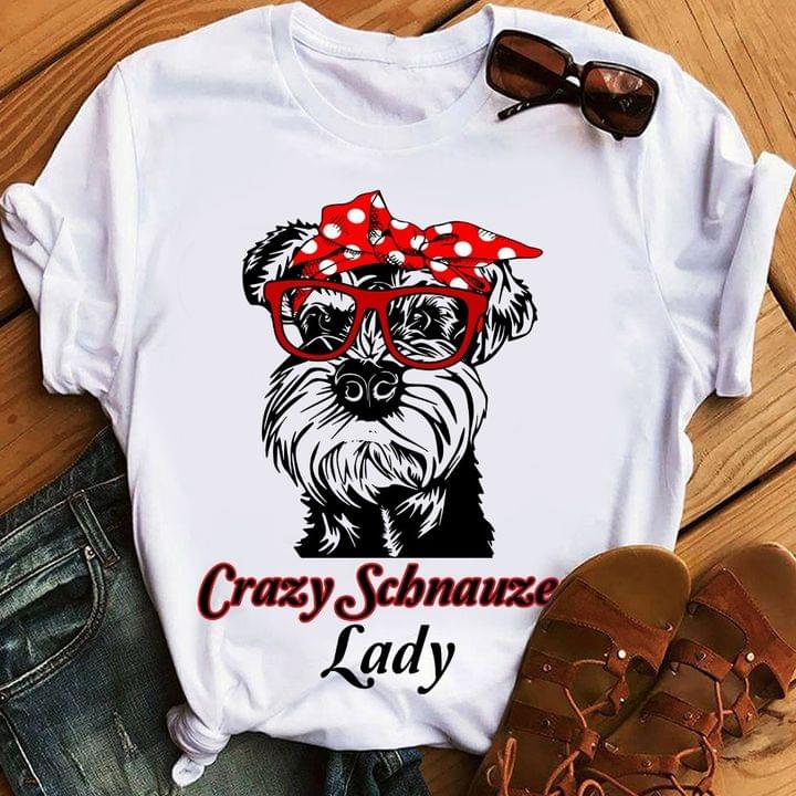 Crazy Schnauzer Lady Dog Wearing Headband Glasses Shirt Crazy Schnauzer Lady Dog Wearing Headband Glasses Shirt