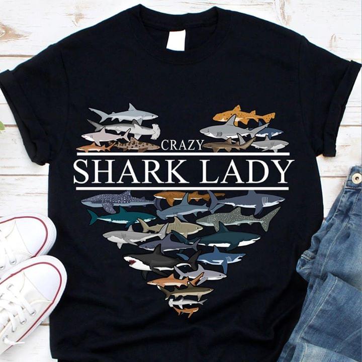 Crazy Shark Lady Different Kinds Of Sharks Heart Shirt Crazy Shark Lady Different Kinds Of Sharks Heart Shirt