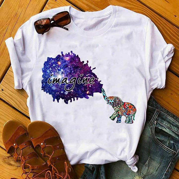 Creative Colorful Pattern Elephant Blowing Imagine Water Shirt Creative Colorful Pattern Elephant Blowing Imagine Water Shirt