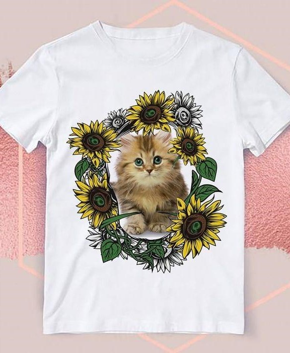Cute Baby Cat Sunflowers Shirt Cute Baby Cat Sunflowers Shirt
