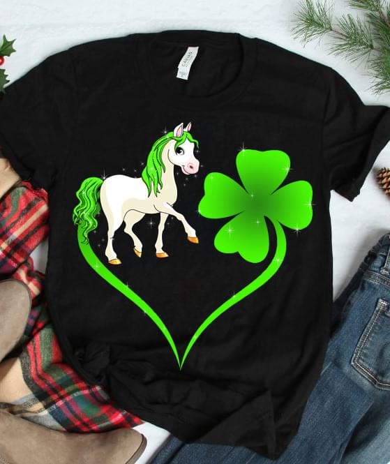 Cute Baby Horse Wearing Green Top Hat Clover Heart Irish Saint Patrick Day Shirt Cute Baby Horse Wearing Green Top Hat Clover Heart Irish Saint Patrick Day Shirt