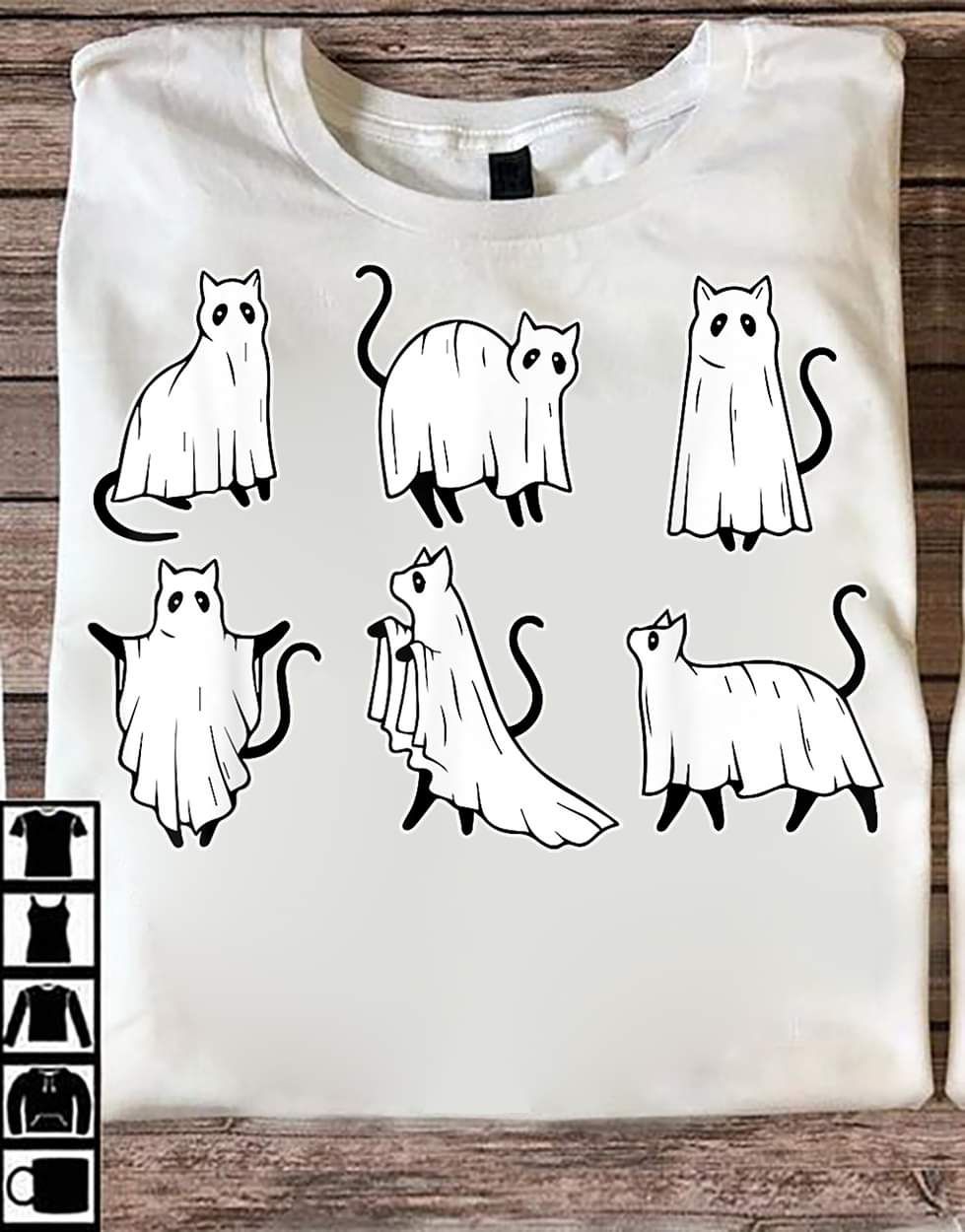 Cute Black Cat Cosplay Ghost Halloween Shirt Cute Black Cat Cosplay Ghost Halloween Shirt