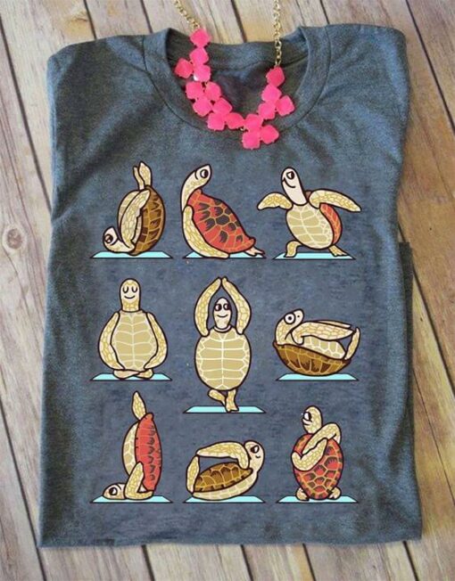 Cute Cartoon Turtle Doing Yoga Health Workout Shirt