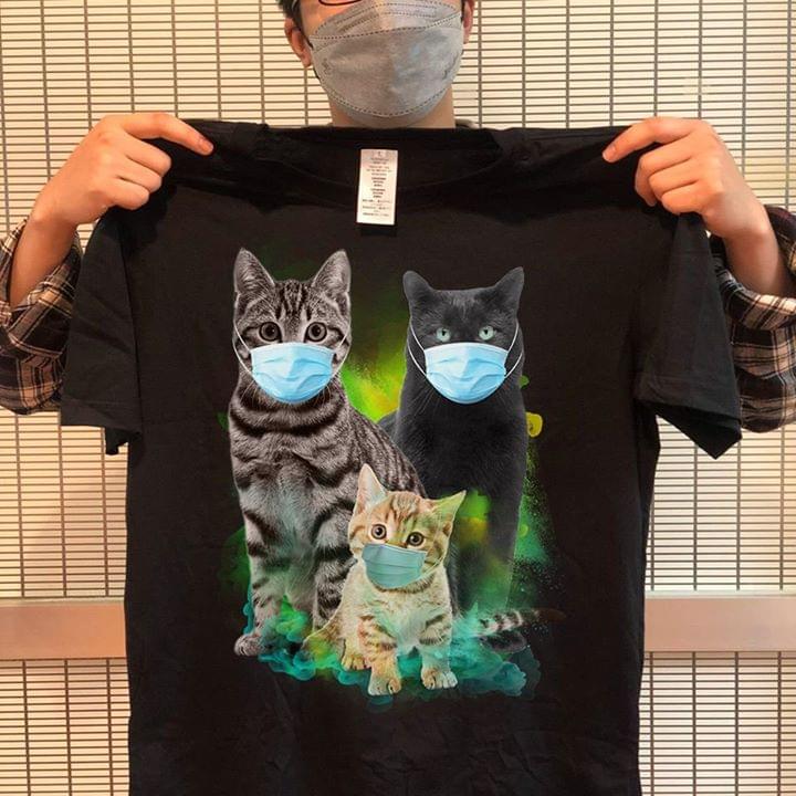 Cute Cats Wearing Face Mask Stay Home T-Shirt Cute Cats Wearing Face Mask Stay Home T-Shirt