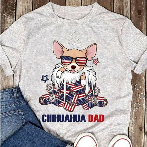 Cute Cool Chihuahua And American Beer Cans Shirt