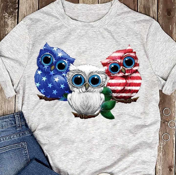 Cute Owls Mixed American Flag Shirt Cute Owls Mixed American Flag Shirt