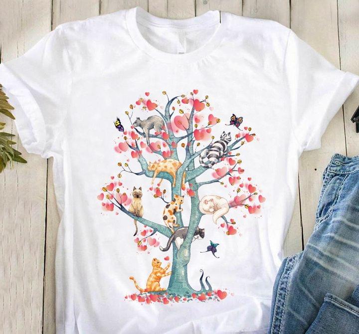 Cute Painted Love Tree With Cats And Butterflies Animals Shirt Cute Painted Love Tree With Cats And Butterflies Animals Shirt