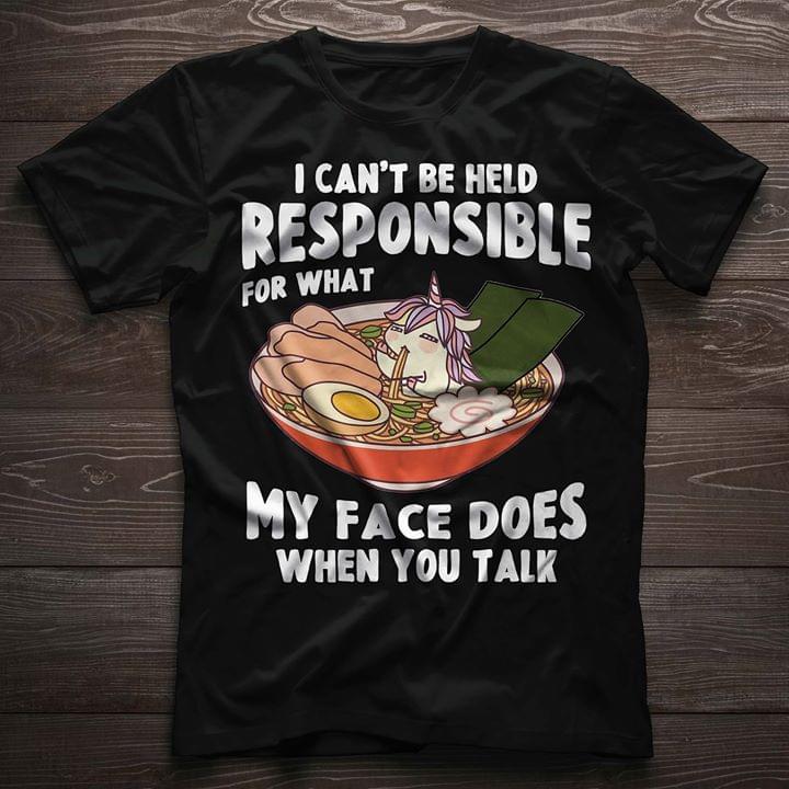 Cute Tiny Unicorn Eating Ramen Noodle I Can't Be Held Responsible For What Shirt Cute Tiny Unicorn Eating Ramen Noodle I Can't Be Held Responsible For What Shirt
