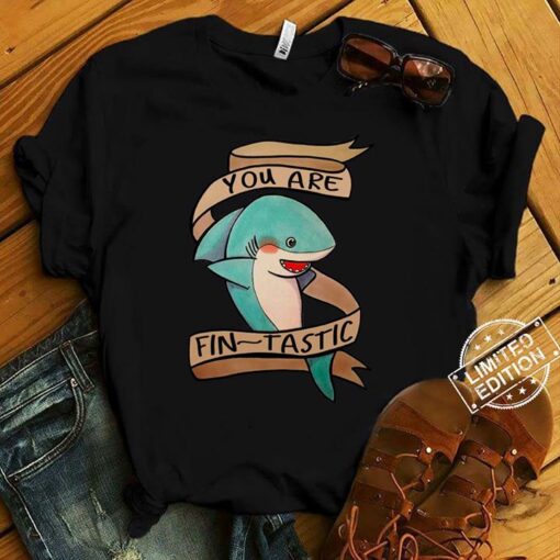 Cyper Ocean Blue Cute Shark You Are Fin Tastic Shirt