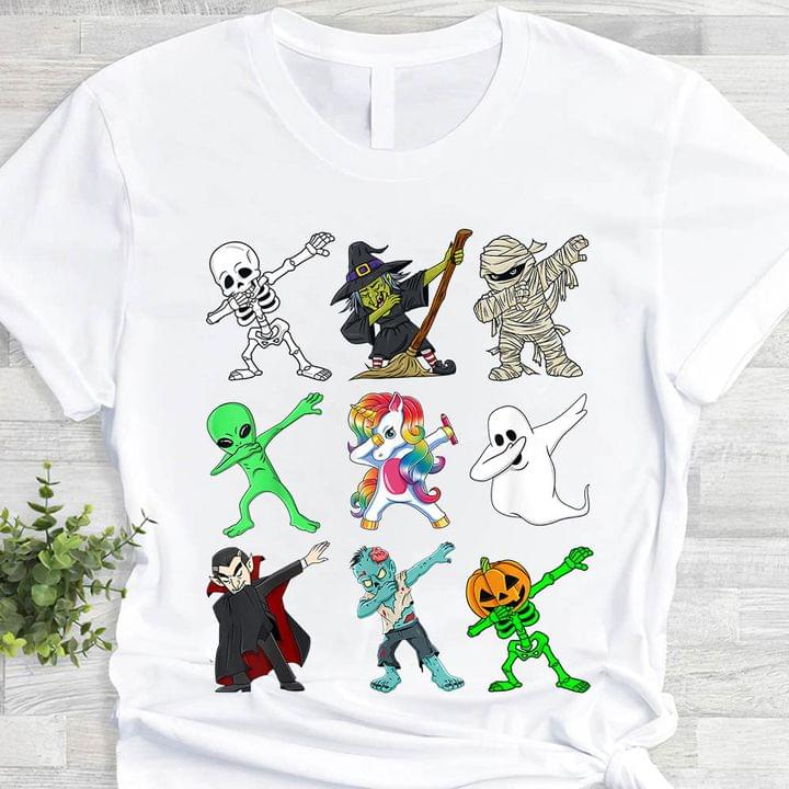 Dabbing Skeleton Witch Mummy Alien Unicorn Ghost Dracula Zombie Pumpkin Shirt Dabbing Skeleton Witch Mummy Alien Unicorn Ghost Dracula Zombie Pumpkin Shirt