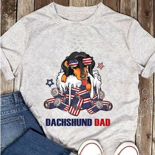 Dachshund Dad And American Beer Shirt