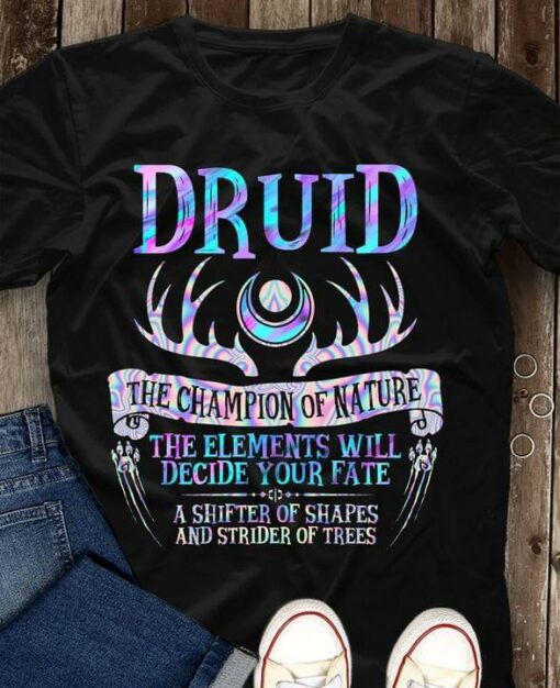 [Druid The Champion Of Nature The Elements Will Decide Your Fate Druid Horn Footprint Shirt
