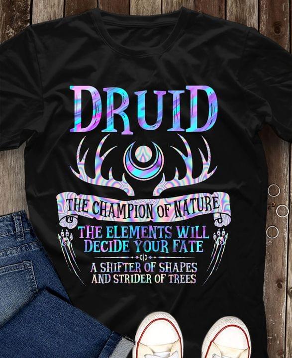 [Druid The Champion Of Nature The Elements Will Decide Your Fate Druid Horn Footprint Shirt [Druid The Champion Of Nature The Elements Will Decide Your Fate Druid Horn Footprint Shirt