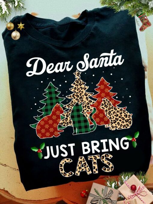 Dear Santa Just Bring Cats, Vintage Christmas Shirt
