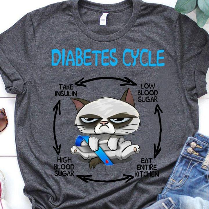 Diabetes Cycle Low Blood Sugar Eat Entire Kitchen High Blood Sugar Take Insulin Cat Ribbon Shirt Diabetes Cycle Low Blood Sugar Eat Entire Kitchen High Blood Sugar Take Insulin Cat Ribbon Shirt