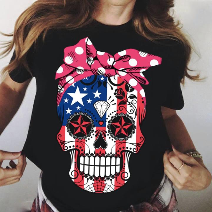 Diamond American Strong Woman Skull Shirt Diamond American Strong Woman Skull Shirt