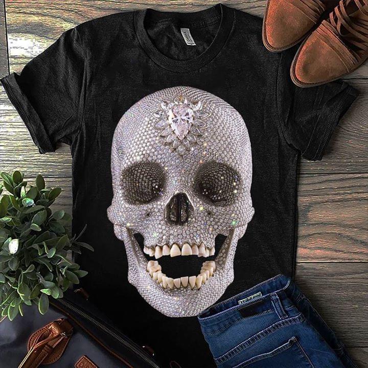 Diamond Style Skull And Head Big Crystal Shirt Diamond Style Skull And Head Big Crystal Shirt