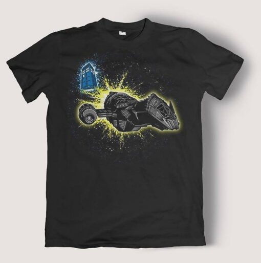 Doctor Who Calling Phone Box Ship And Star Ship Shirt