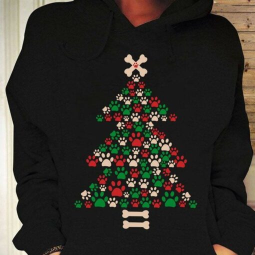 Dog Footprints Christmas Tree Shirt