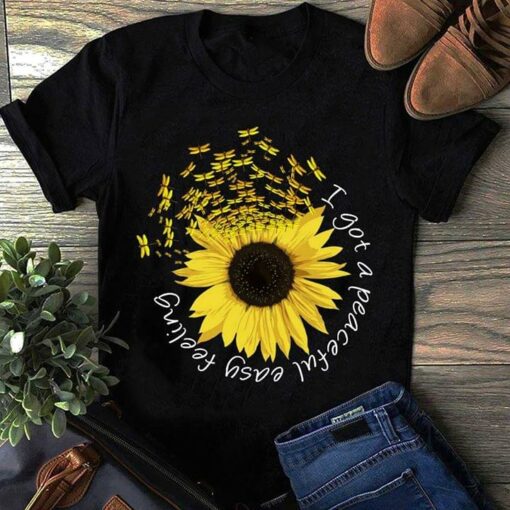 Dragonflies Sunflower I Got A Peaceful Easy Feeling Shirt