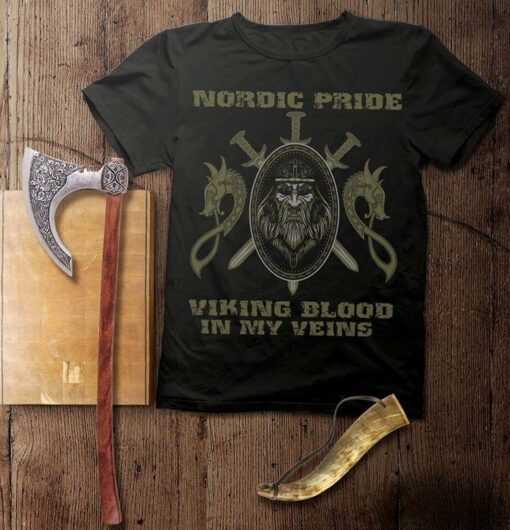 Dragons Symbol Swords And Viking Knight Nordic Pride Viking Blood Shirt