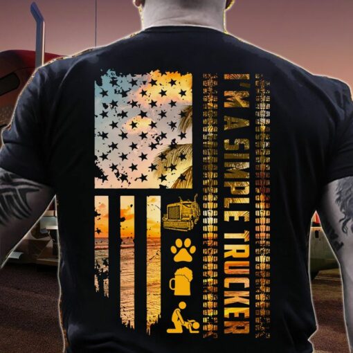Driving Dog Beer And Girl I Am A Simple Trucker Shirt