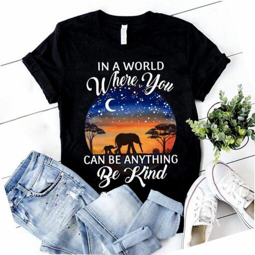 Elephants Family In Wild Under Wonderful Stars Night In A World Where You Shirt